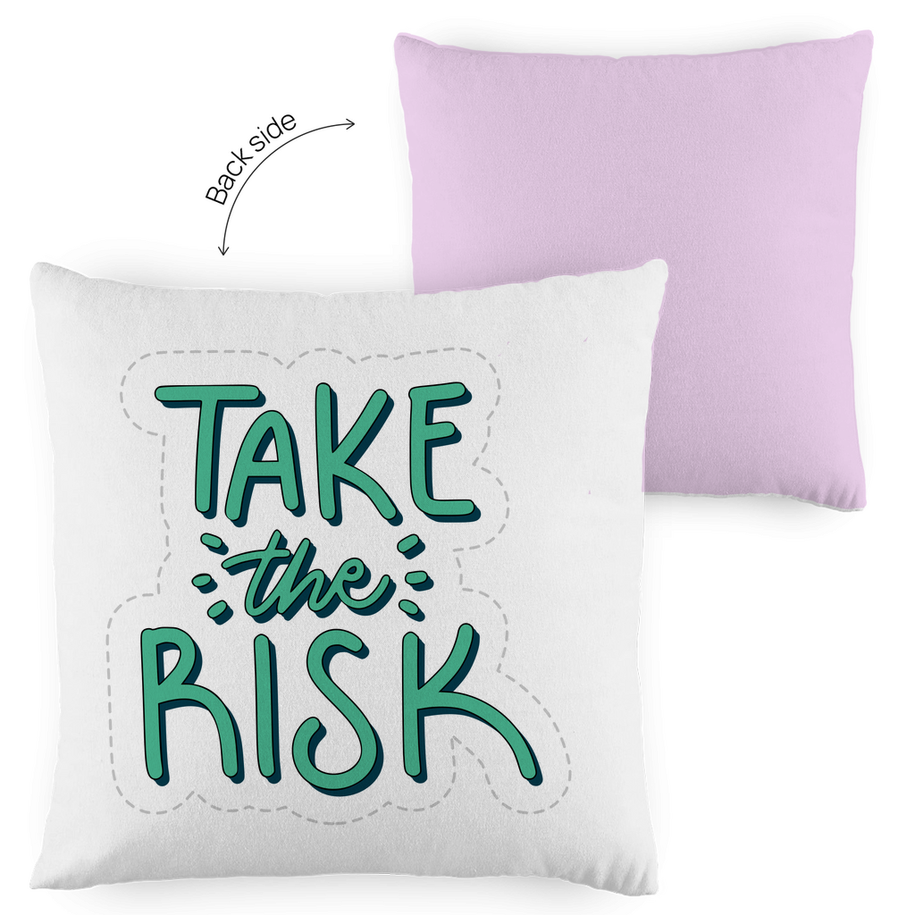 Kopfkissen zweifarbig "Take the risk" - Grafikmagie