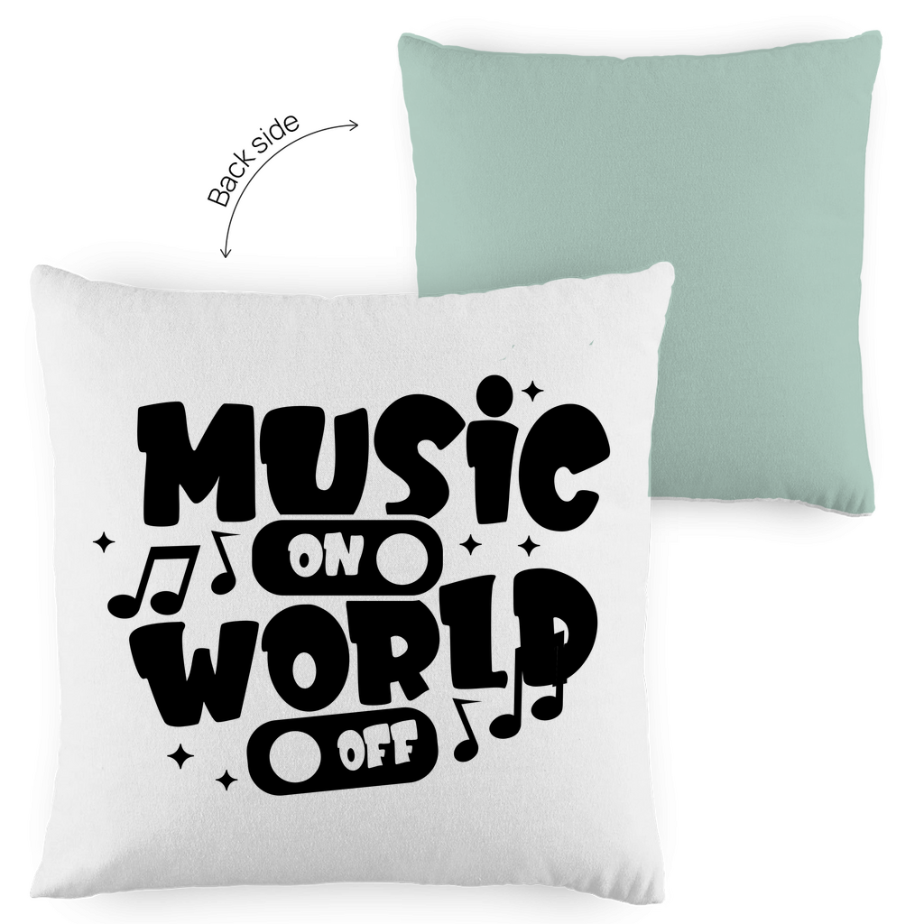 Kopfkissen zweifarbig "Music on World Off" - Grafikmagie