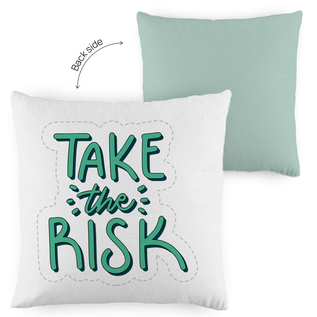 Kopfkissen zweifarbig "Take the risk" - Grafikmagie