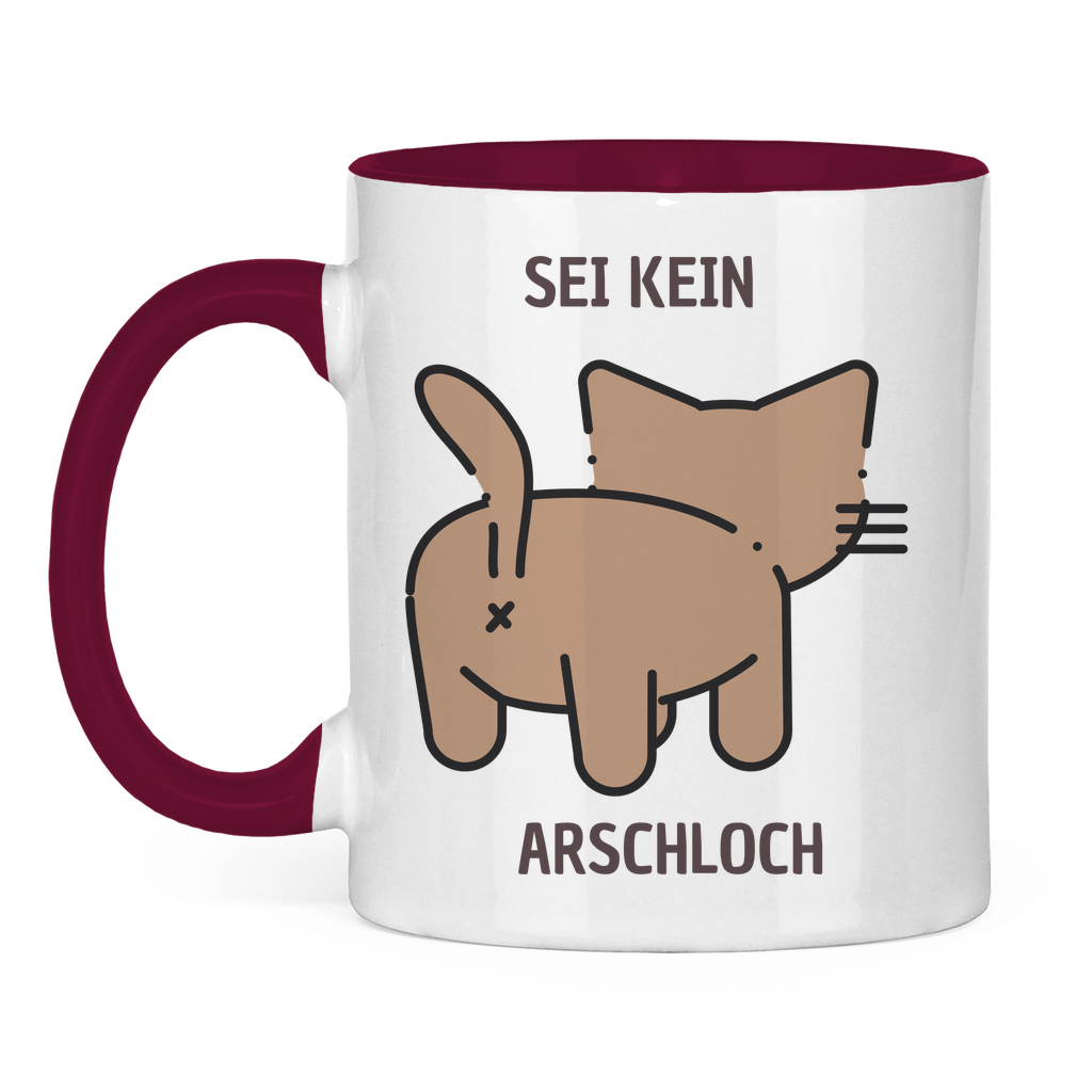 Tasse zweifarbig "Sei kein Arschloch" - Grafikmagie
