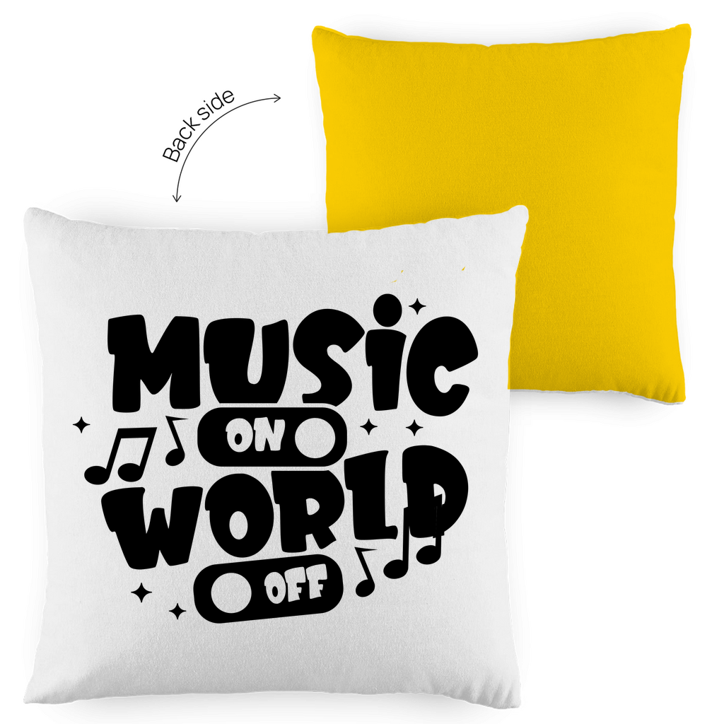 Kopfkissen zweifarbig "Music on World Off" - Grafikmagie