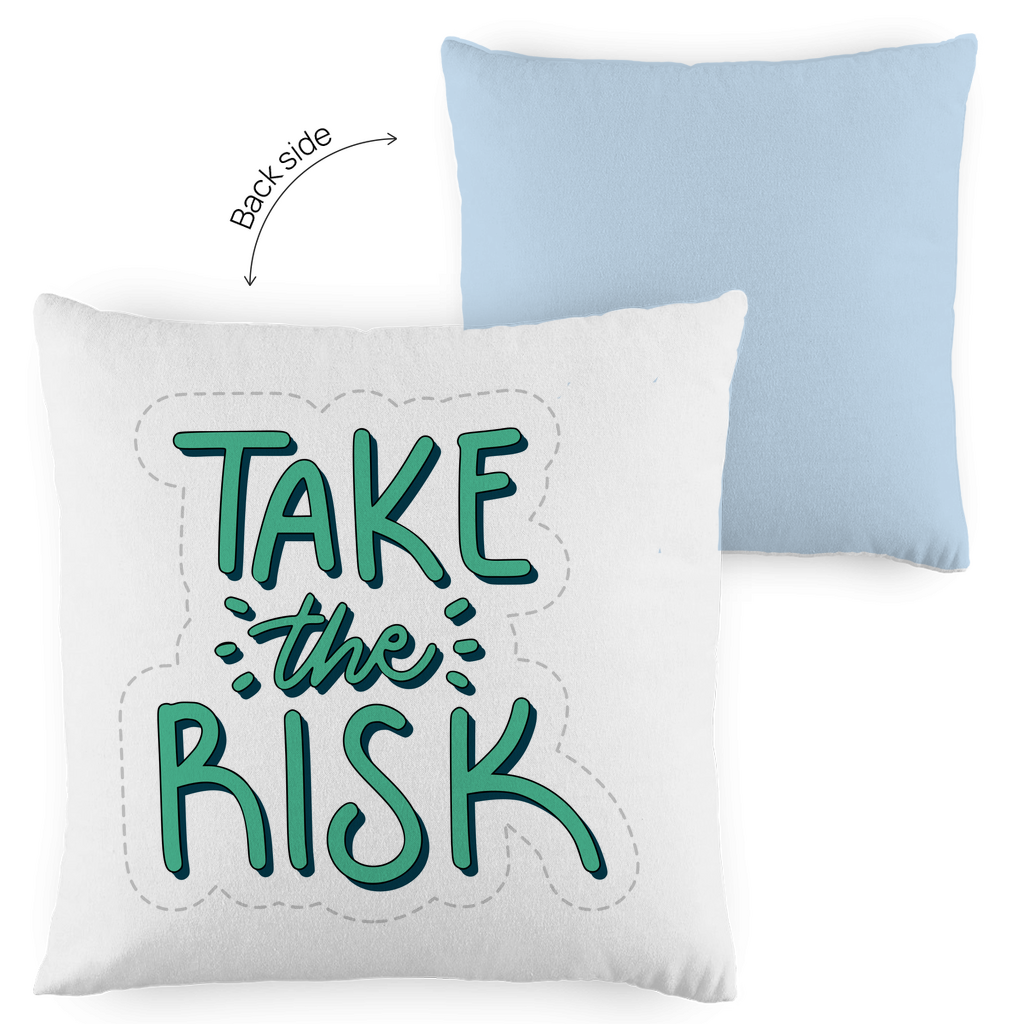 Kopfkissen zweifarbig "Take the risk" - Grafikmagie