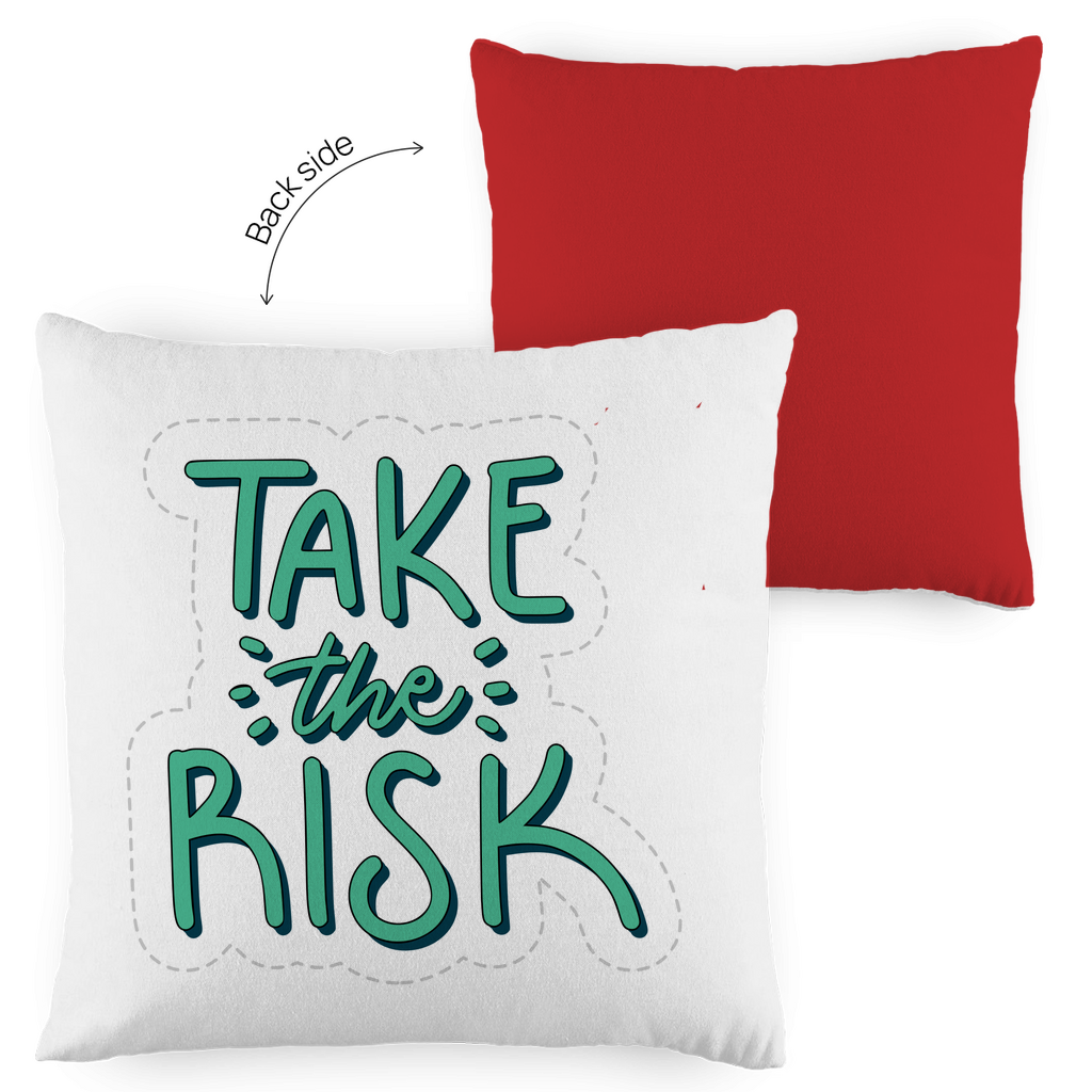 Kopfkissen zweifarbig "Take the risk" - Grafikmagie