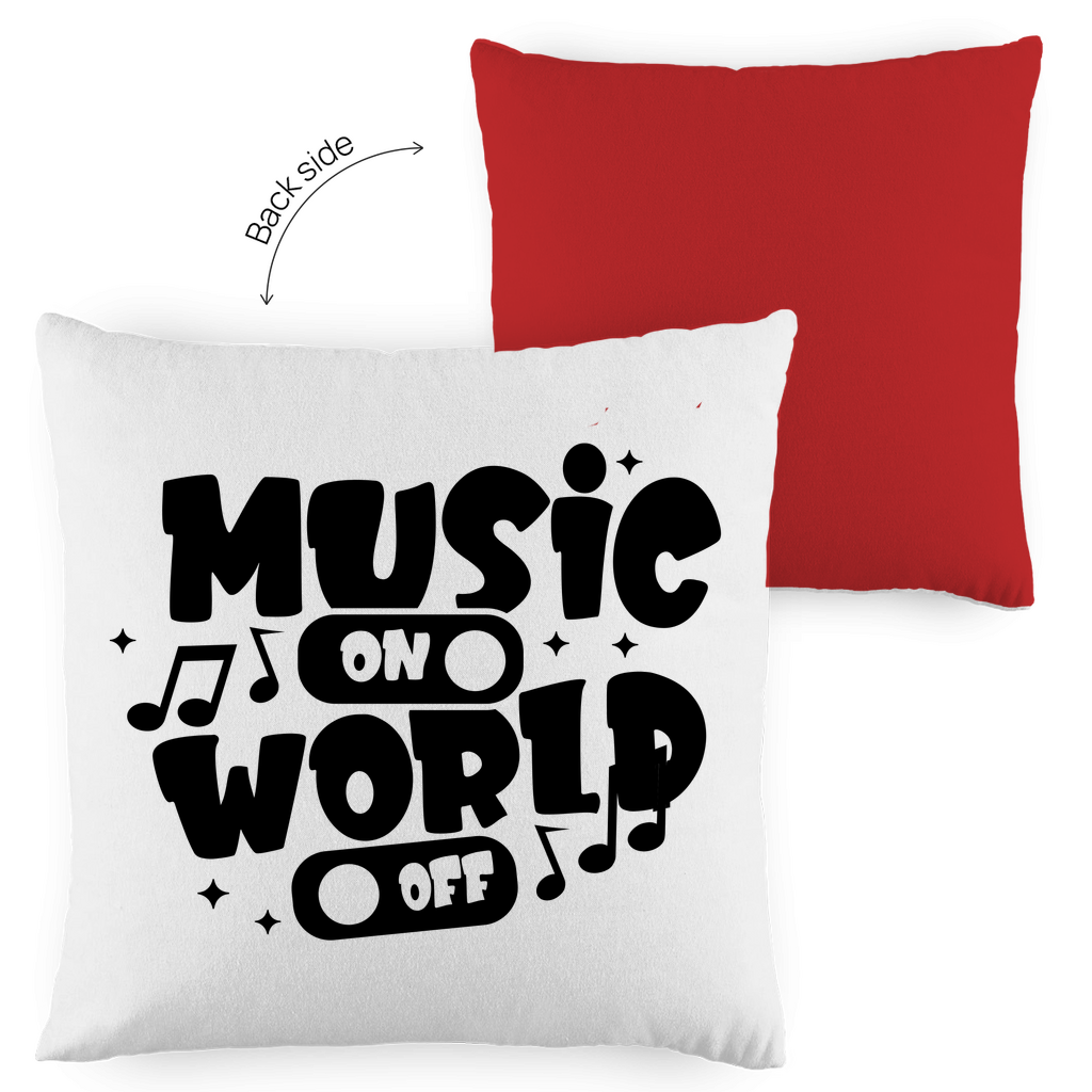 Kopfkissen zweifarbig "Music on World Off" - Grafikmagie