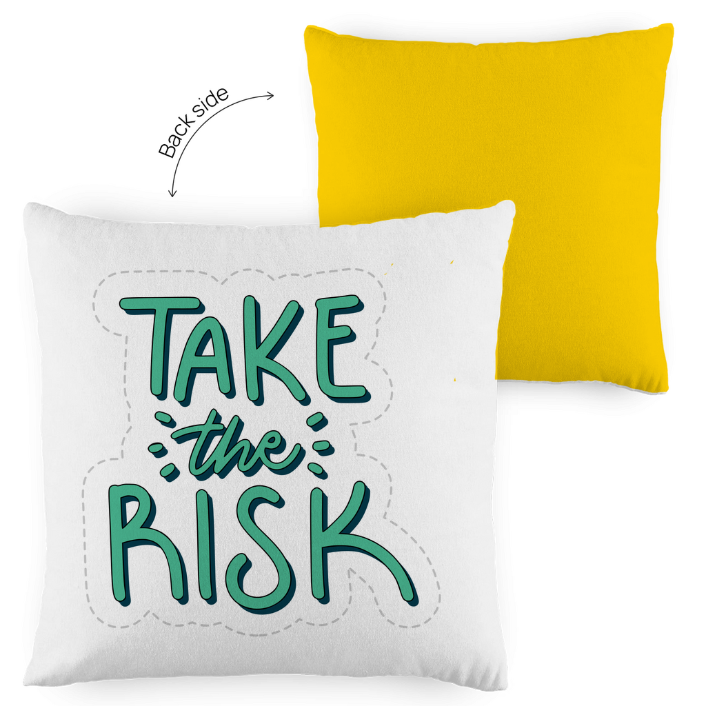 Kopfkissen zweifarbig "Take the risk" - Grafikmagie