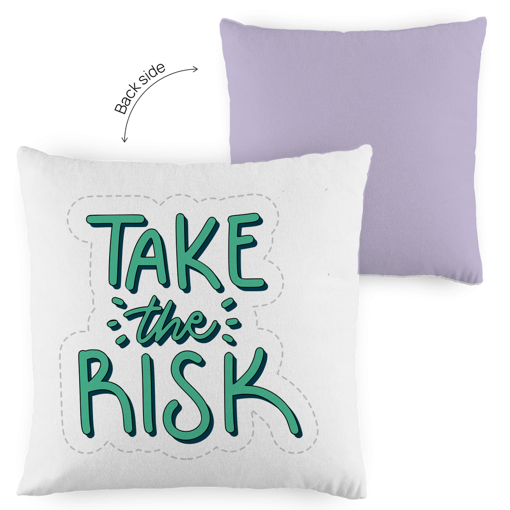 Kopfkissen zweifarbig "Take the risk" - Grafikmagie