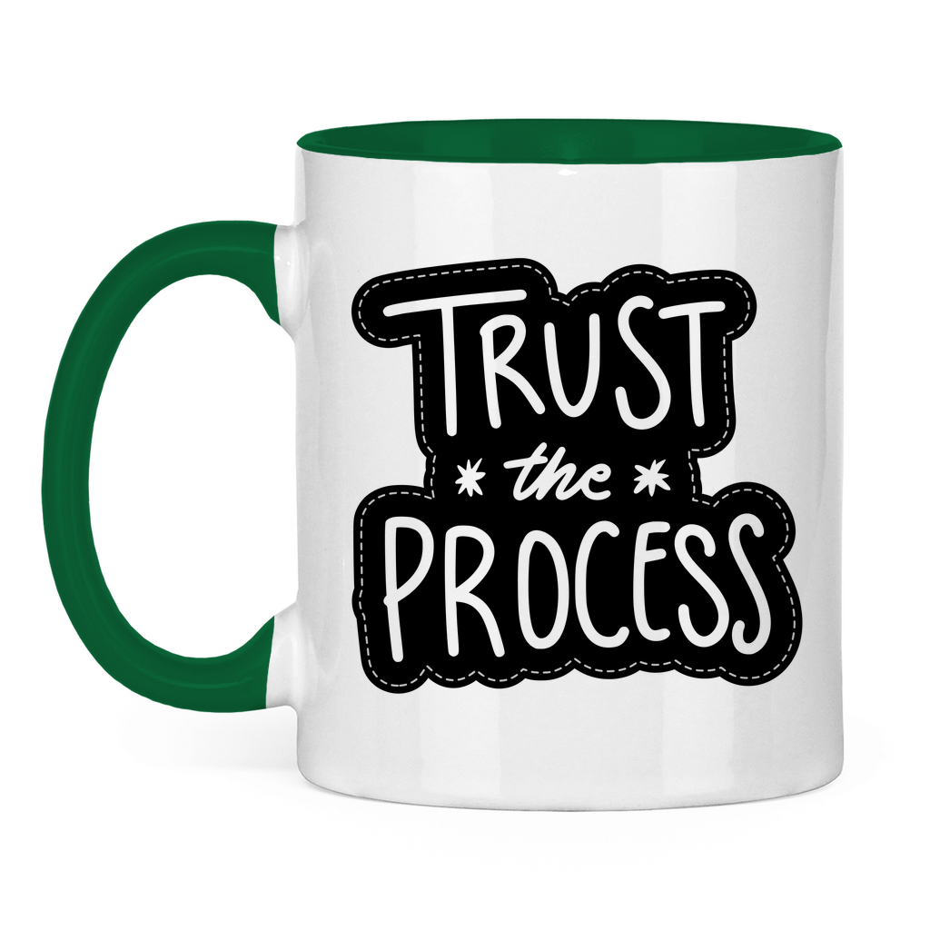 Tasse zweifarbig "Trust the precess" - Grafikmagie