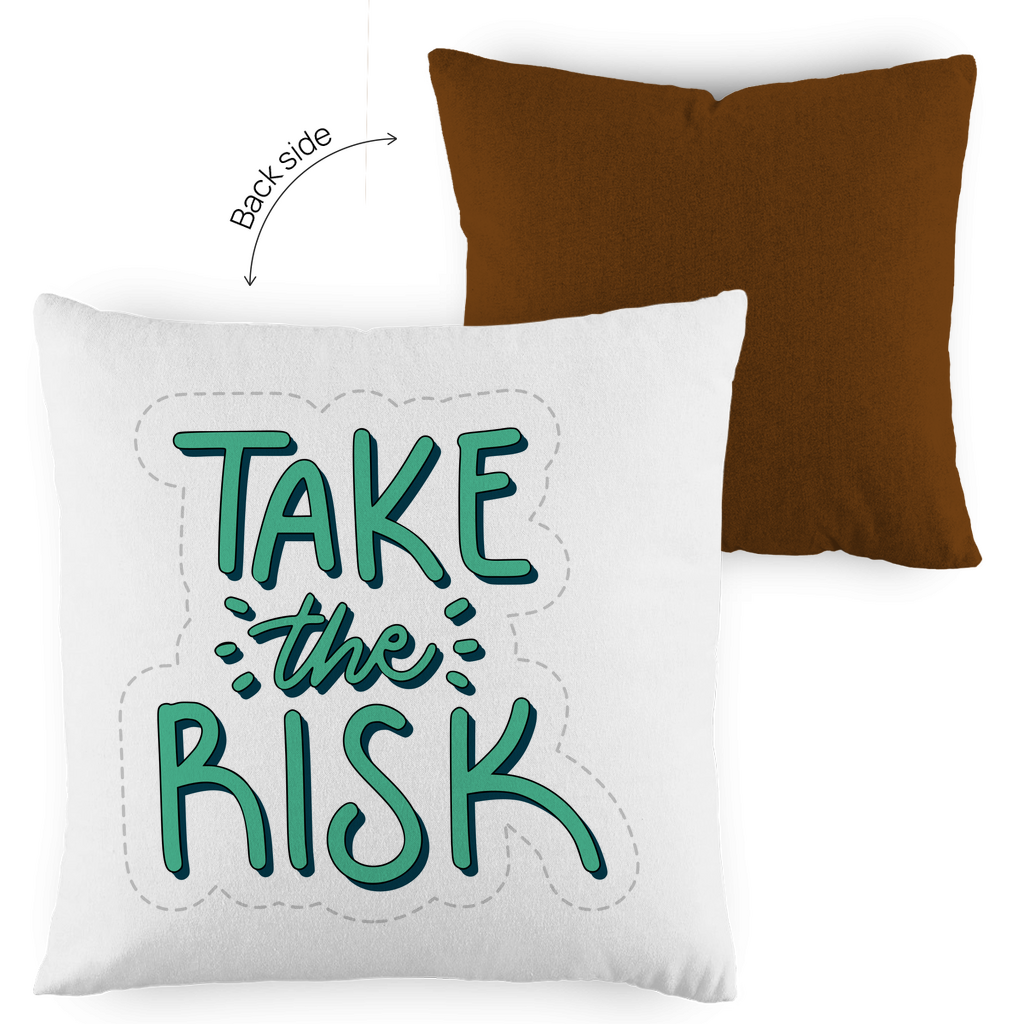 Kopfkissen zweifarbig "Take the risk" - Grafikmagie