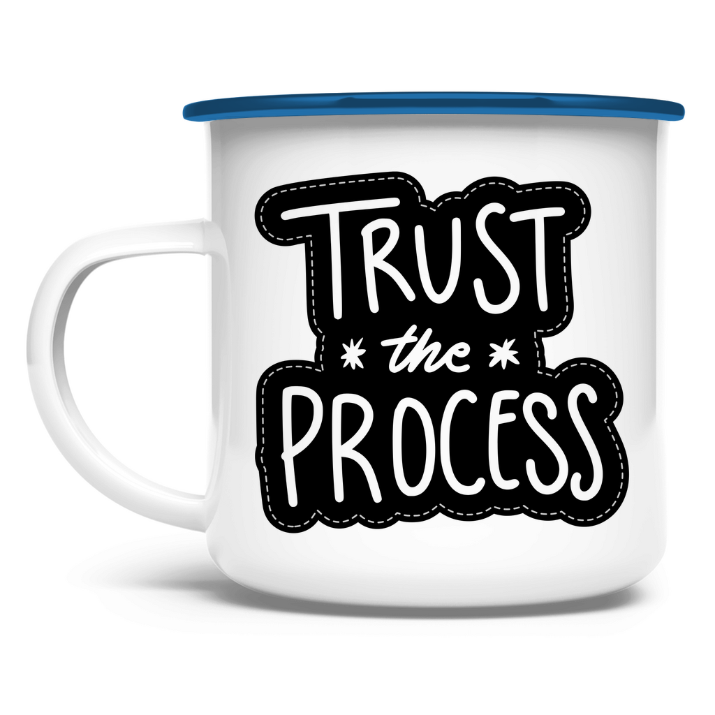 Emaille Tasse "Trust the precess" - Grafikmagie