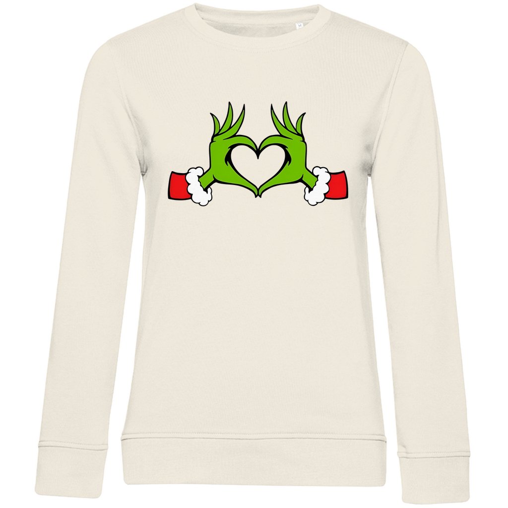 Damen Bio Sweatshirt "Grinch Herz" - Grafikmagie
