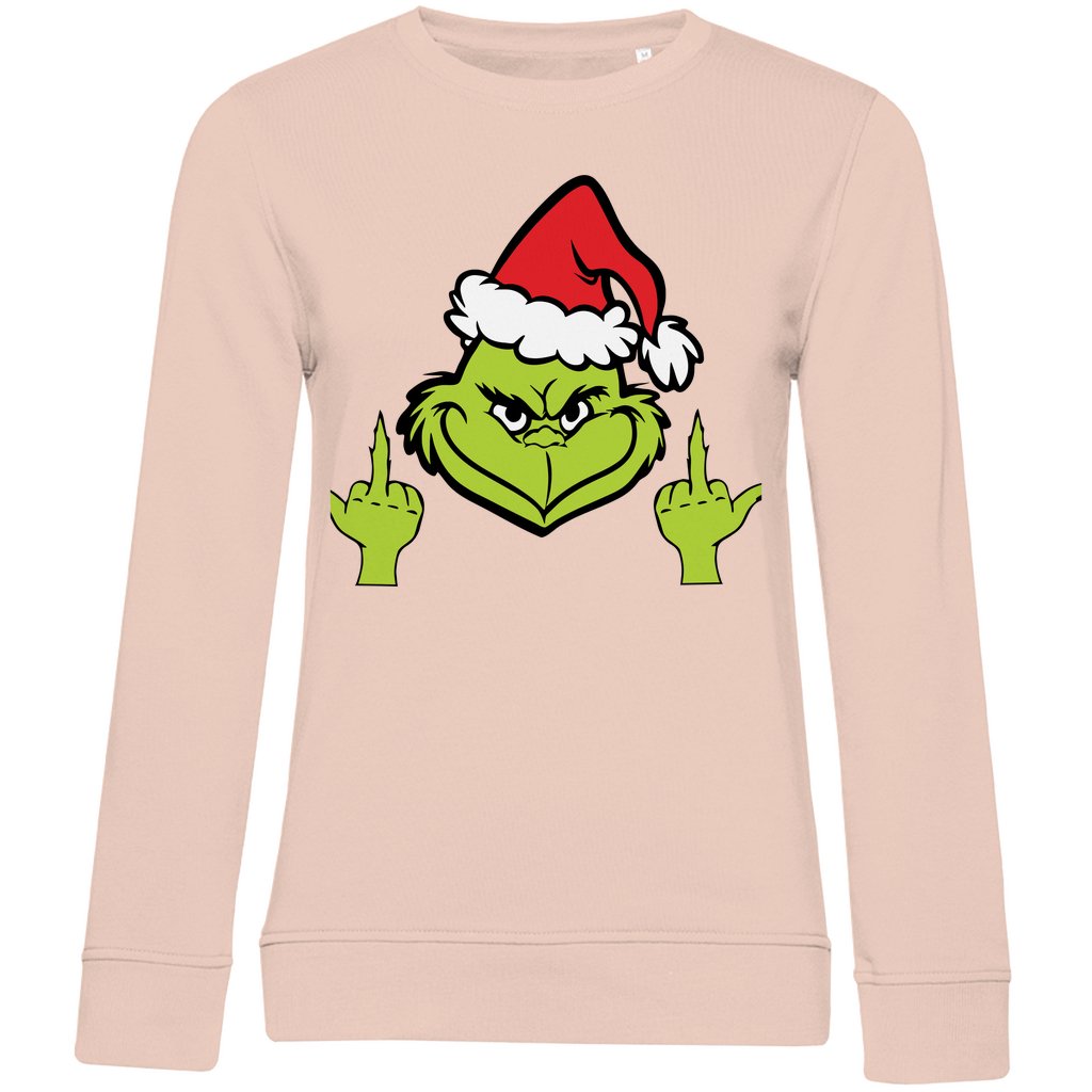 Damen Bio Sweatshirt "Grinch Mittelfinger" - Grafikmagie