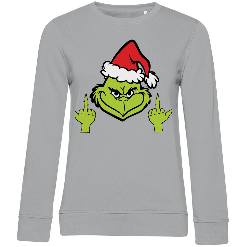 Damen Bio Sweatshirt "Grinch Mittelfinger" - Grafikmagie