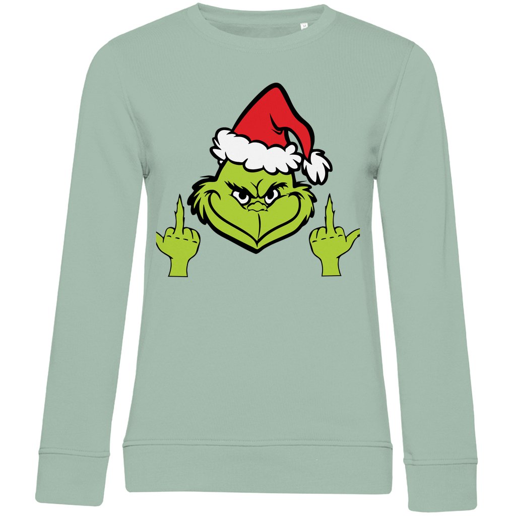 Damen Bio Sweatshirt "Grinch Mittelfinger" - Grafikmagie