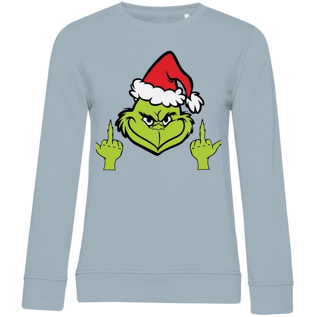 Damen Bio Sweatshirt "Grinch Mittelfinger" - Grafikmagie