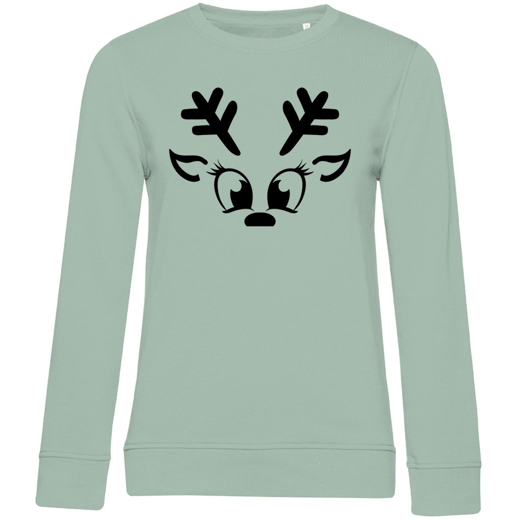 Damen Bio Sweatshirt "Rentier Face" - Grafikmagie