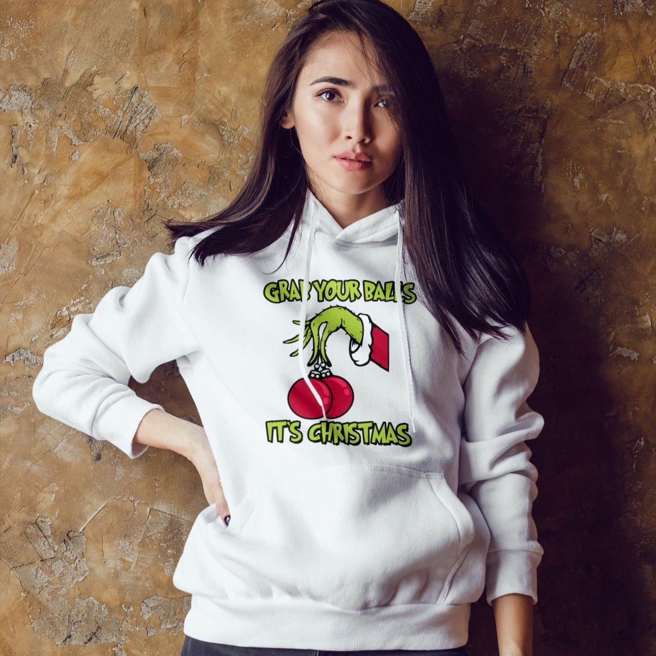 Damen Hoodie "Grab youre Balls it's Christmas" - Grafikmagie