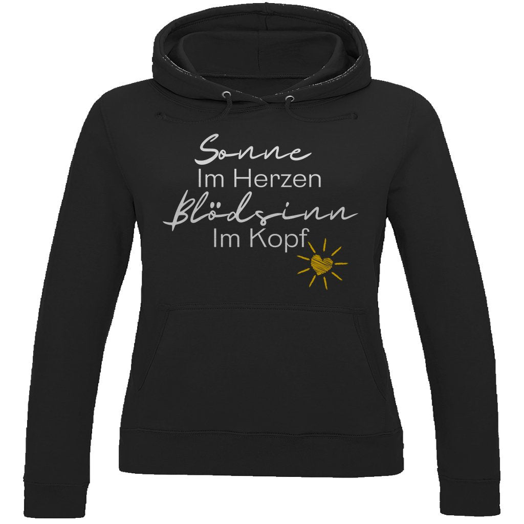 Damen Hoodie "Sonne im Herzen Blödsinn im Kopf " - Grafikmagie