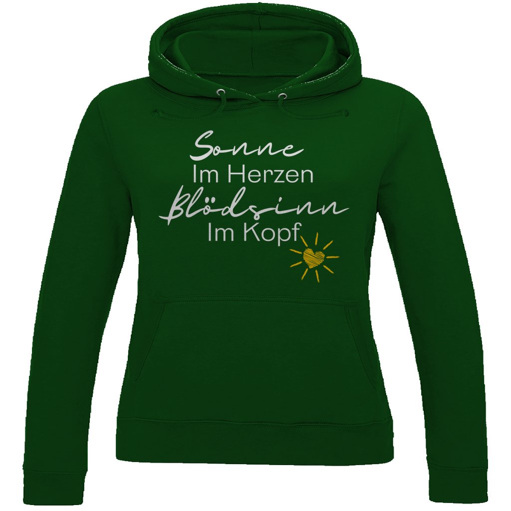 Damen Hoodie "Sonne im Herzen Blödsinn im Kopf " - Grafikmagie