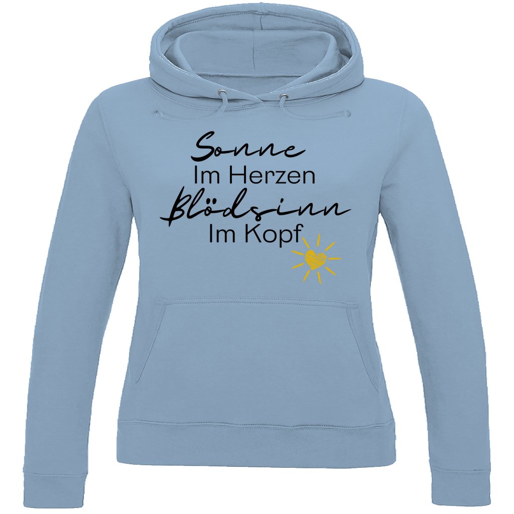 Damen Hoodie "Sonne im Herzen Blödsinn im Kopf " - Grafikmagie