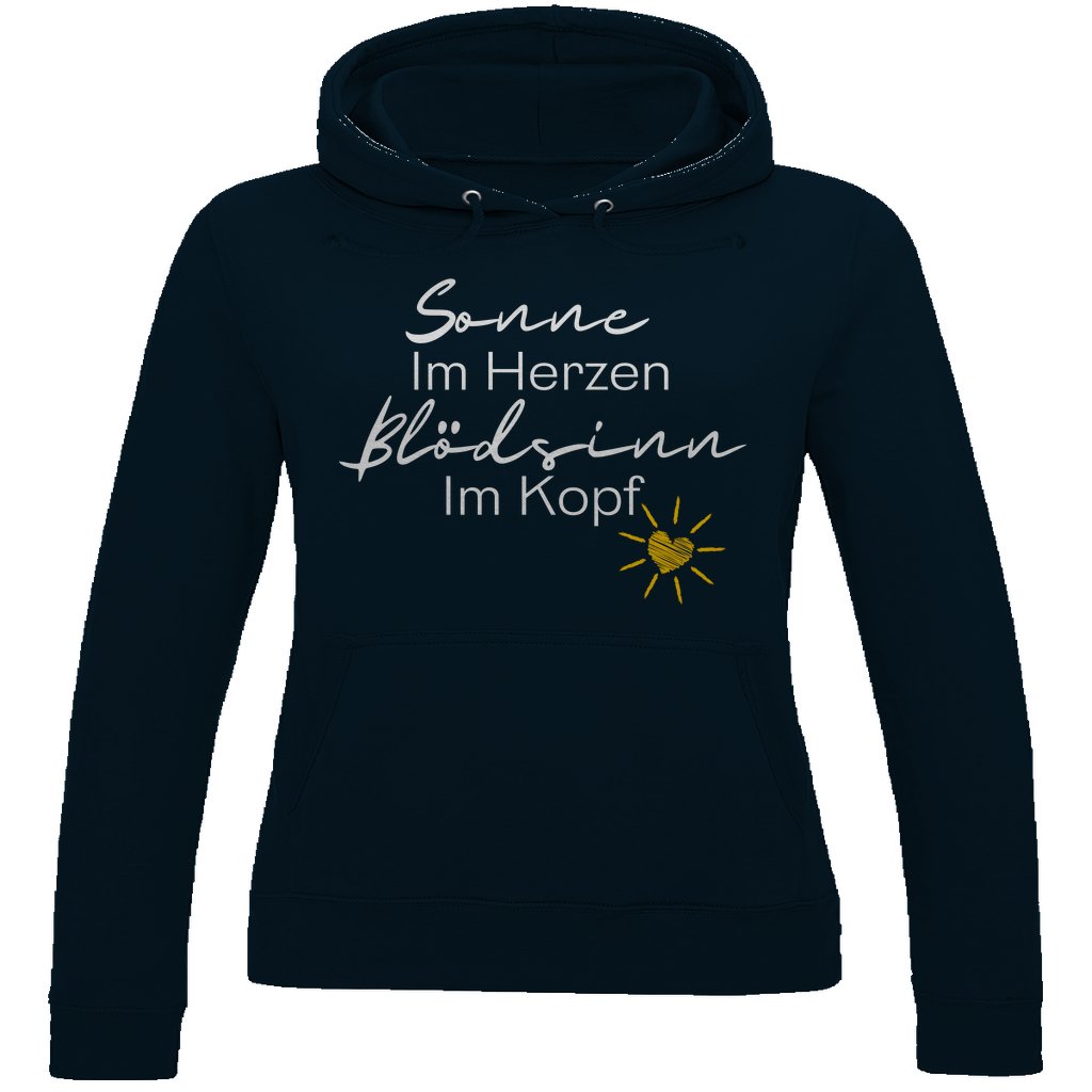 Damen Hoodie "Sonne im Herzen Blödsinn im Kopf " - Grafikmagie