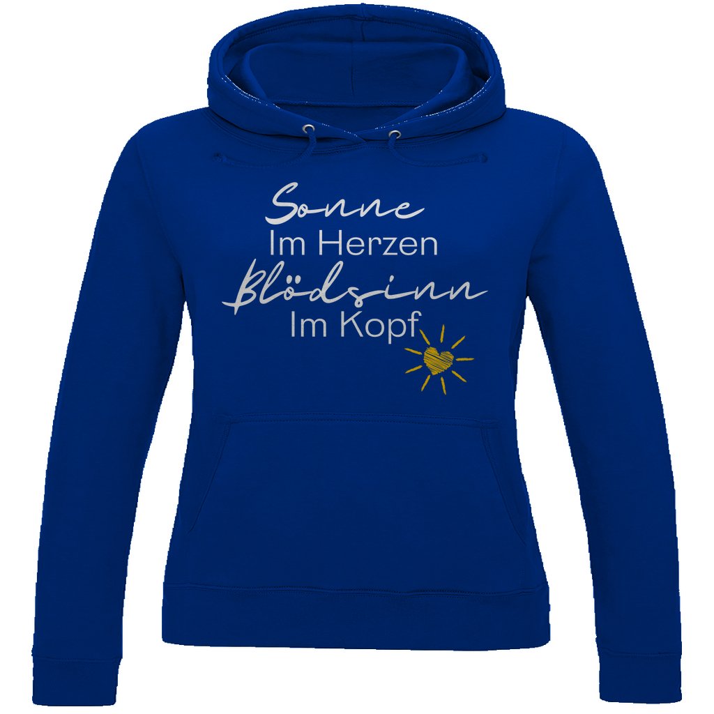 Damen Hoodie "Sonne im Herzen Blödsinn im Kopf " - Grafikmagie
