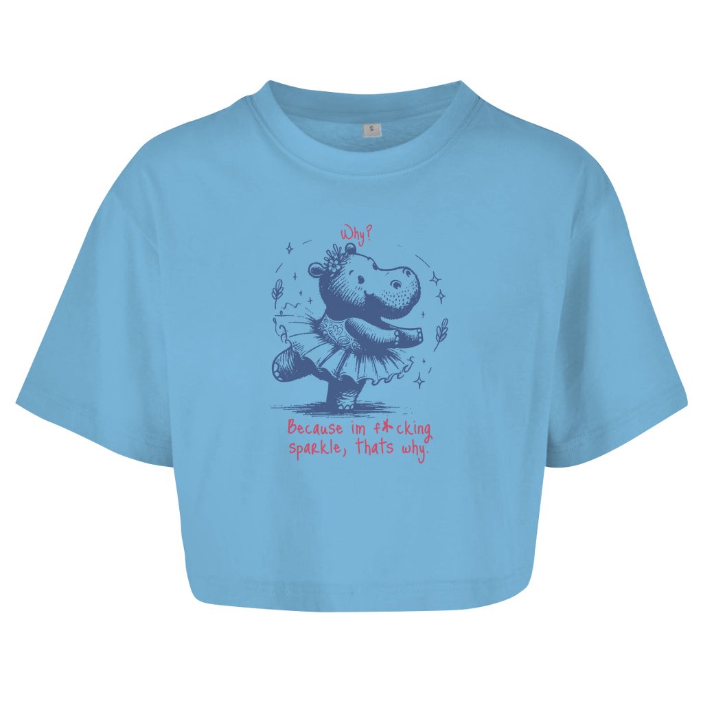 Damen Oversize Crop Top "Because im fucking sparkle" - Grafikmagie