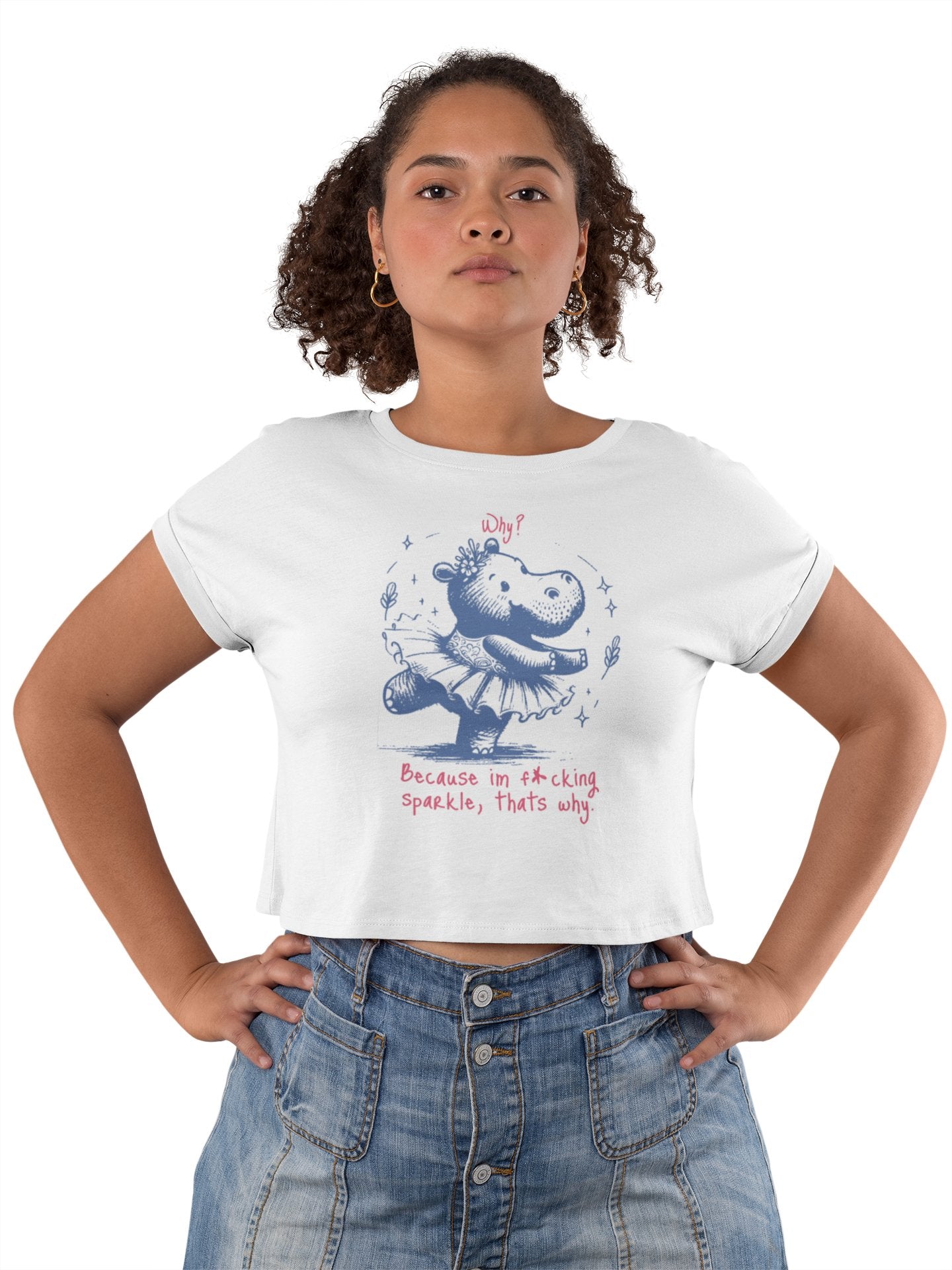 Damen Oversize Crop Top "Because im fucking sparkle" - Grafikmagie