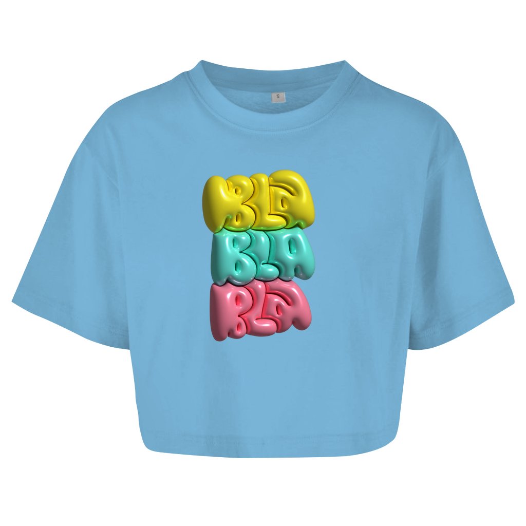 Damen Oversize Crop Top "Bla Bla Bla" - Grafikmagie