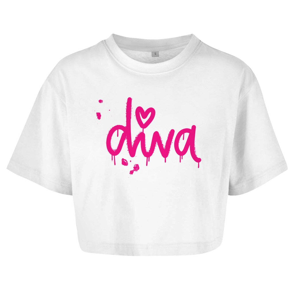Damen Oversize Crop Top "Diva" - Grafikmagie