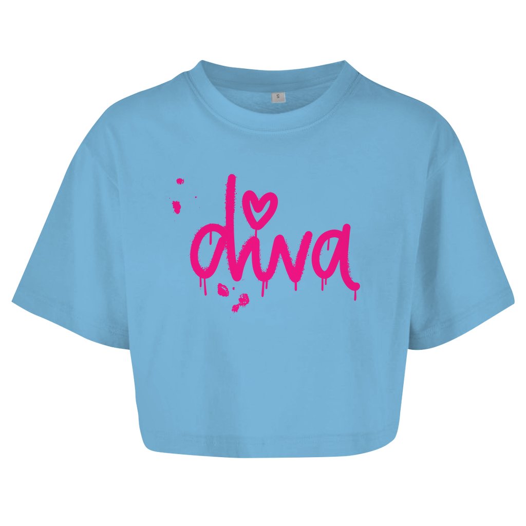 Damen Oversize Crop Top "Diva" - Grafikmagie