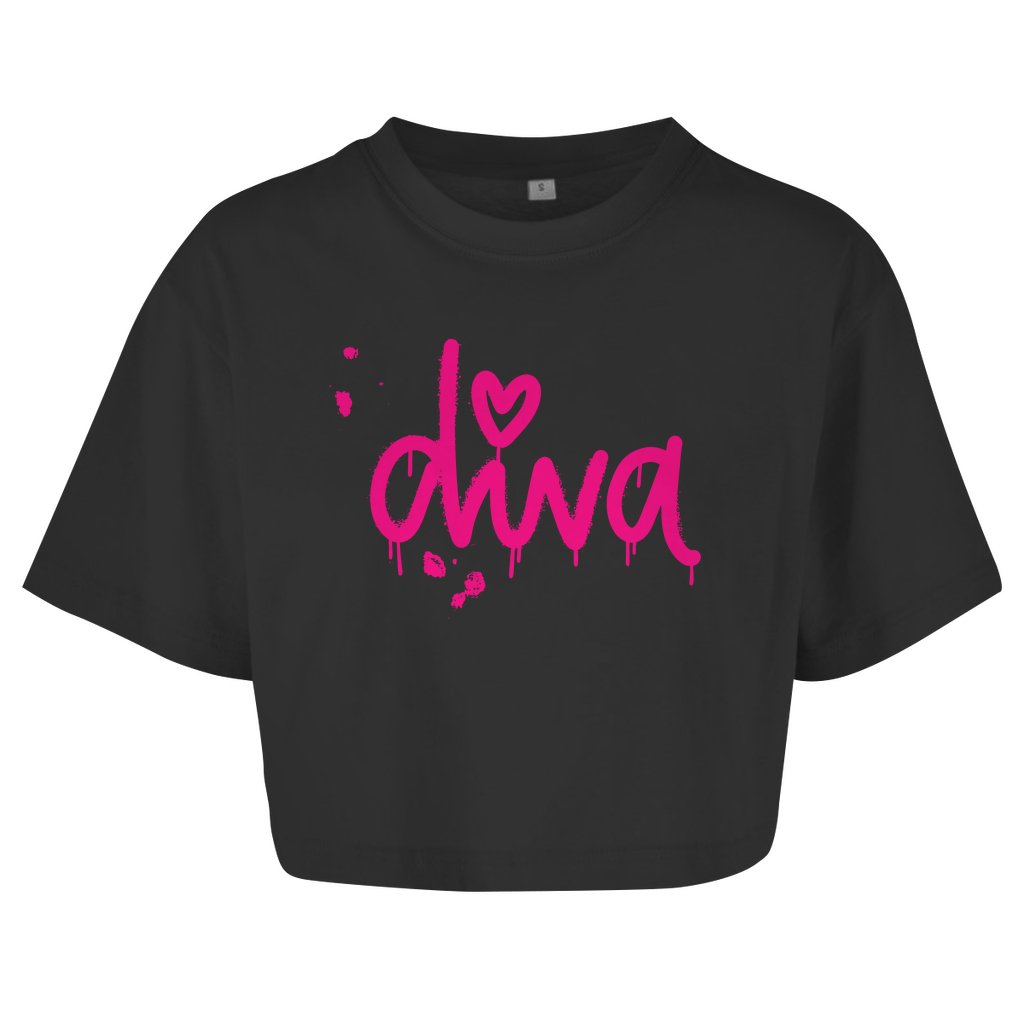 Damen Oversize Crop Top "Diva" - Grafikmagie
