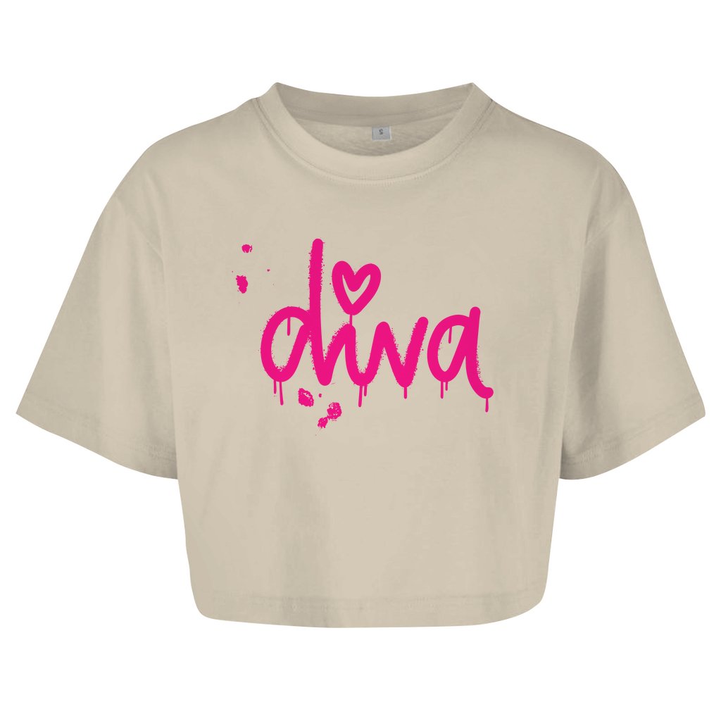 Damen Oversize Crop Top "Diva" - Grafikmagie
