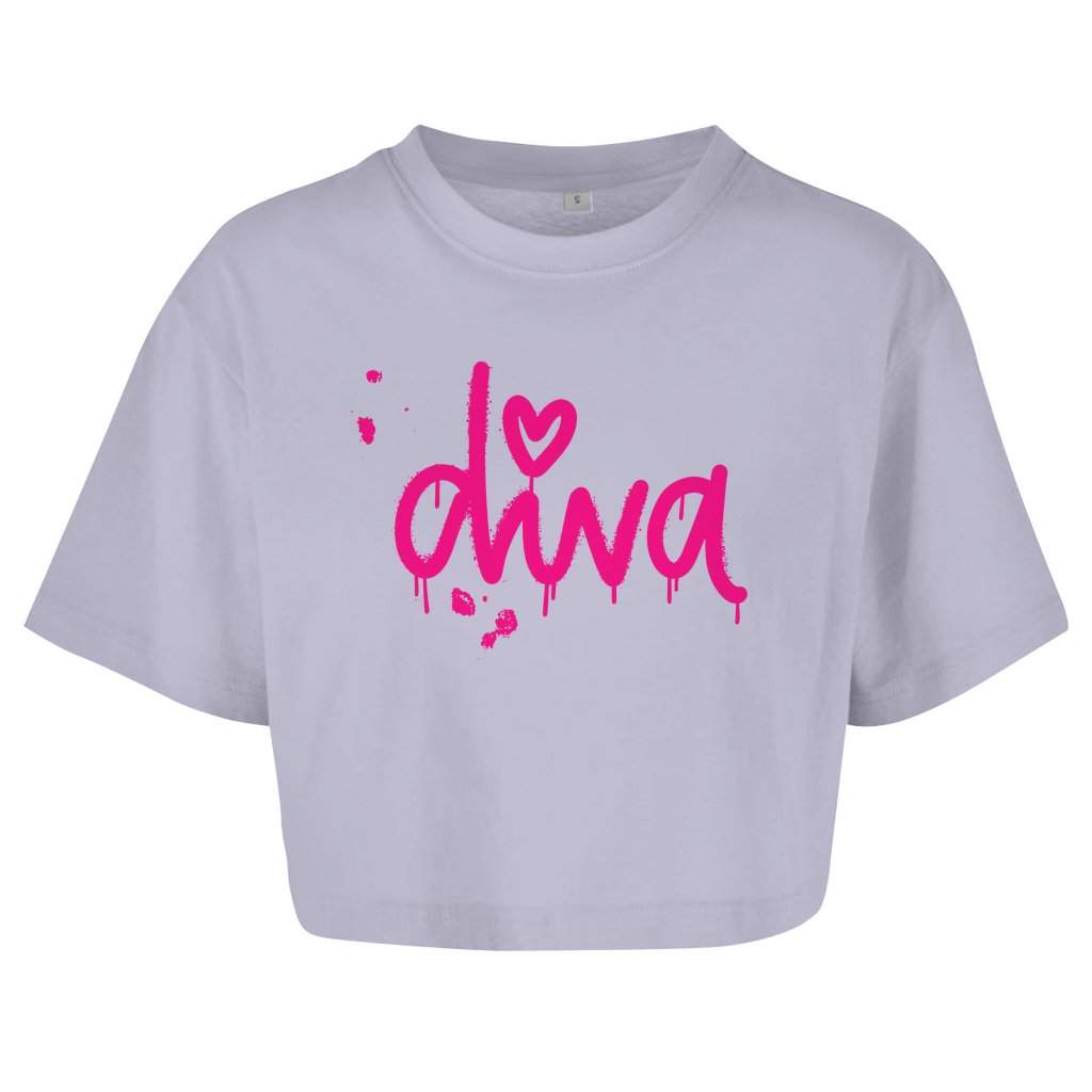 Damen Oversize Crop Top "Diva" - Grafikmagie