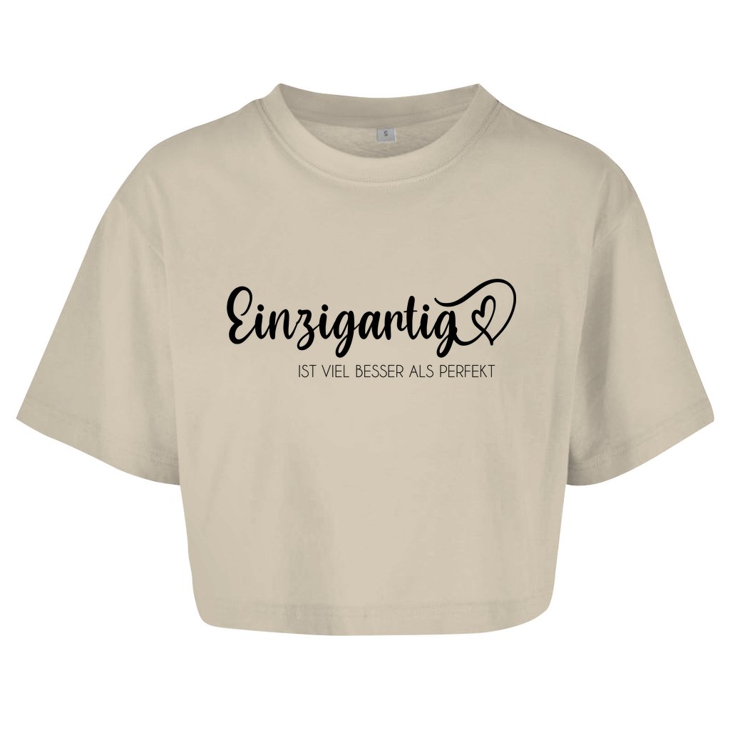 Damen Oversize Crop Top "Einzigartig" - Grafikmagie