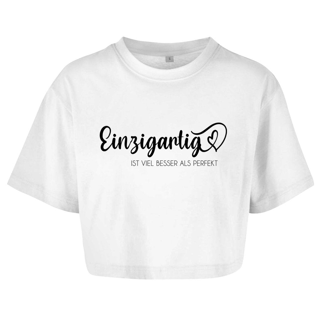 Damen Oversize Crop Top "Einzigartig" - Grafikmagie