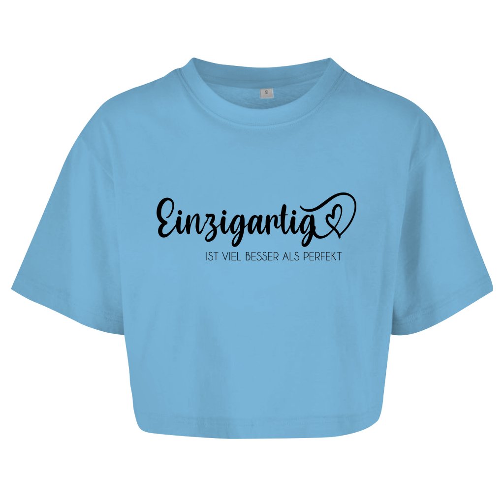 Damen Oversize Crop Top "Einzigartig" - Grafikmagie