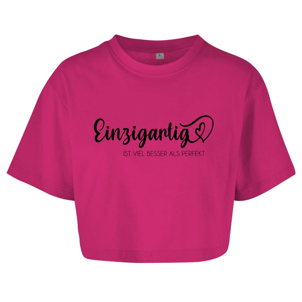 Damen Oversize Crop Top "Einzigartig" - Grafikmagie