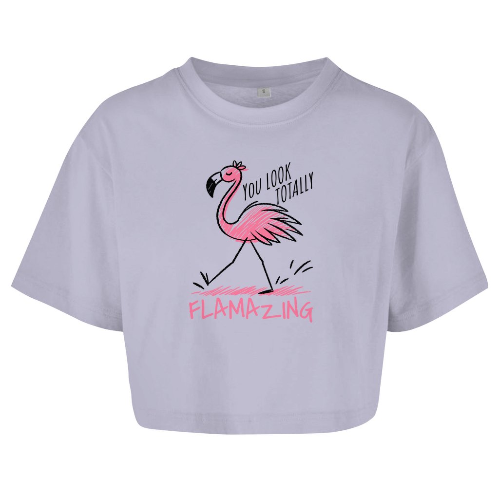 Damen Oversize Crop Top "Flamazing" - Grafikmagie