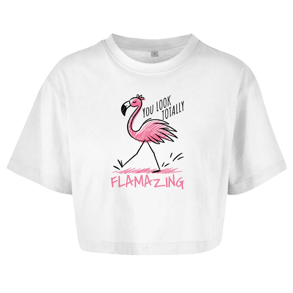 Damen Oversize Crop Top "Flamazing" - Grafikmagie