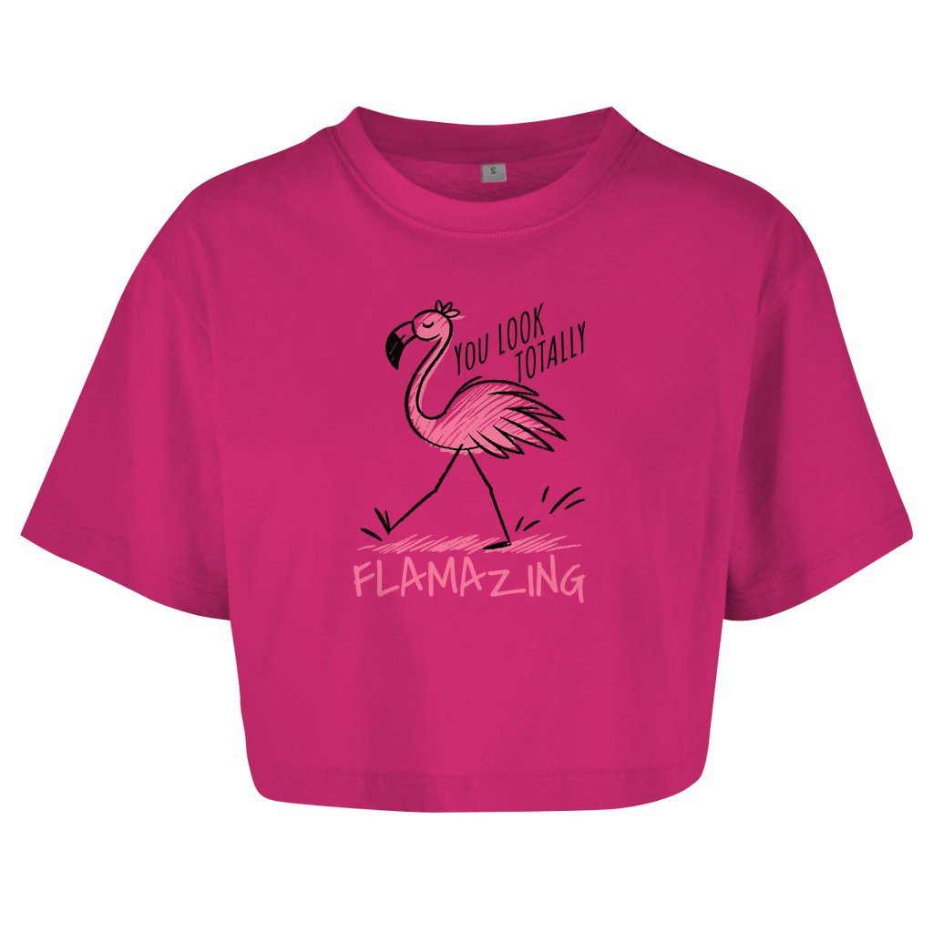 Damen Oversize Crop Top "Flamazing" - Grafikmagie