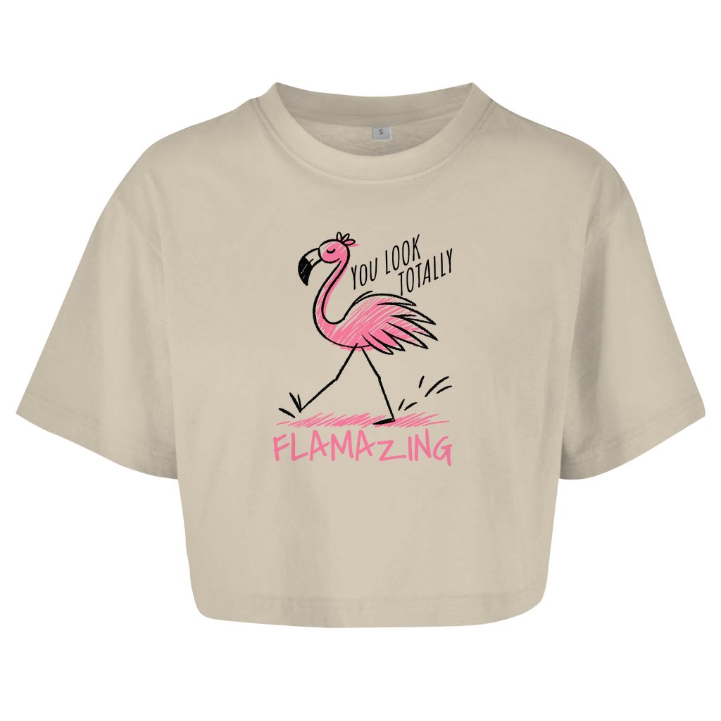 Damen Oversize Crop Top "Flamazing" - Grafikmagie