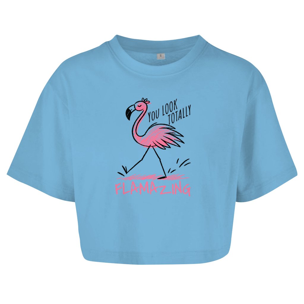 Damen Oversize Crop Top "Flamazing" - Grafikmagie
