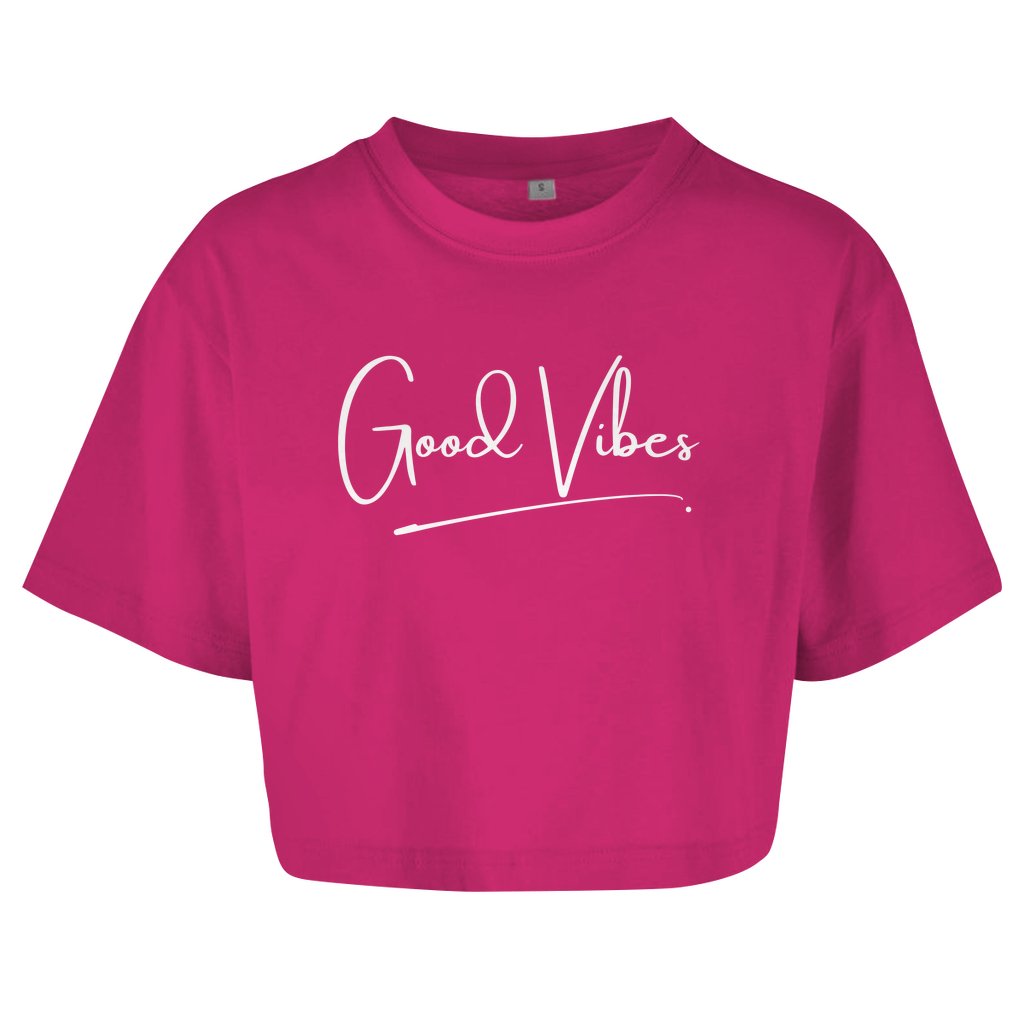 Damen Oversize Crop Top "Good Vibes" - Grafikmagie
