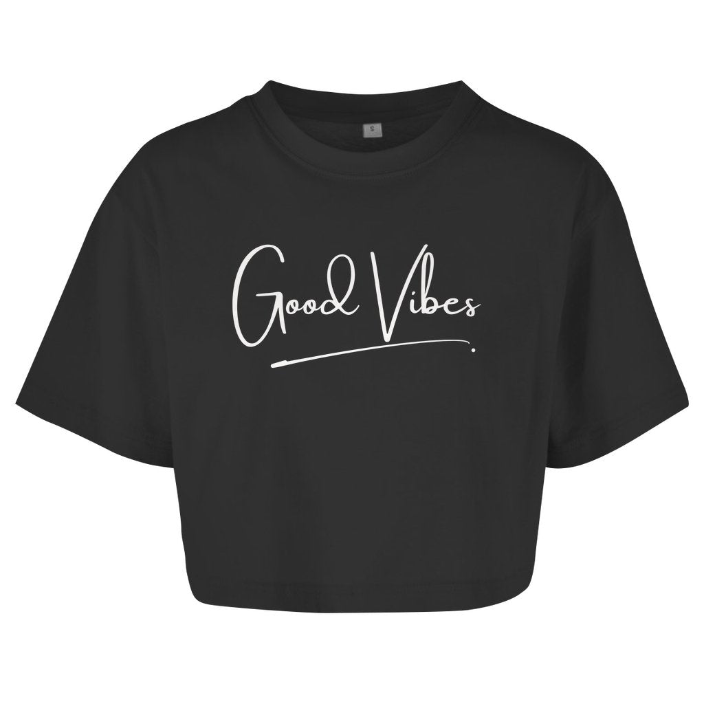 Damen Oversize Crop Top "Good Vibes" - Grafikmagie
