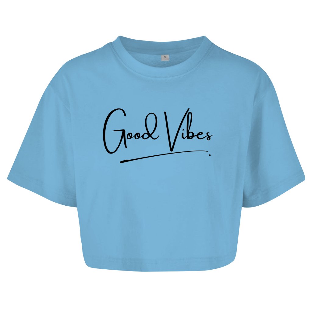 Damen Oversize Crop Top "Good Vibes" - Grafikmagie
