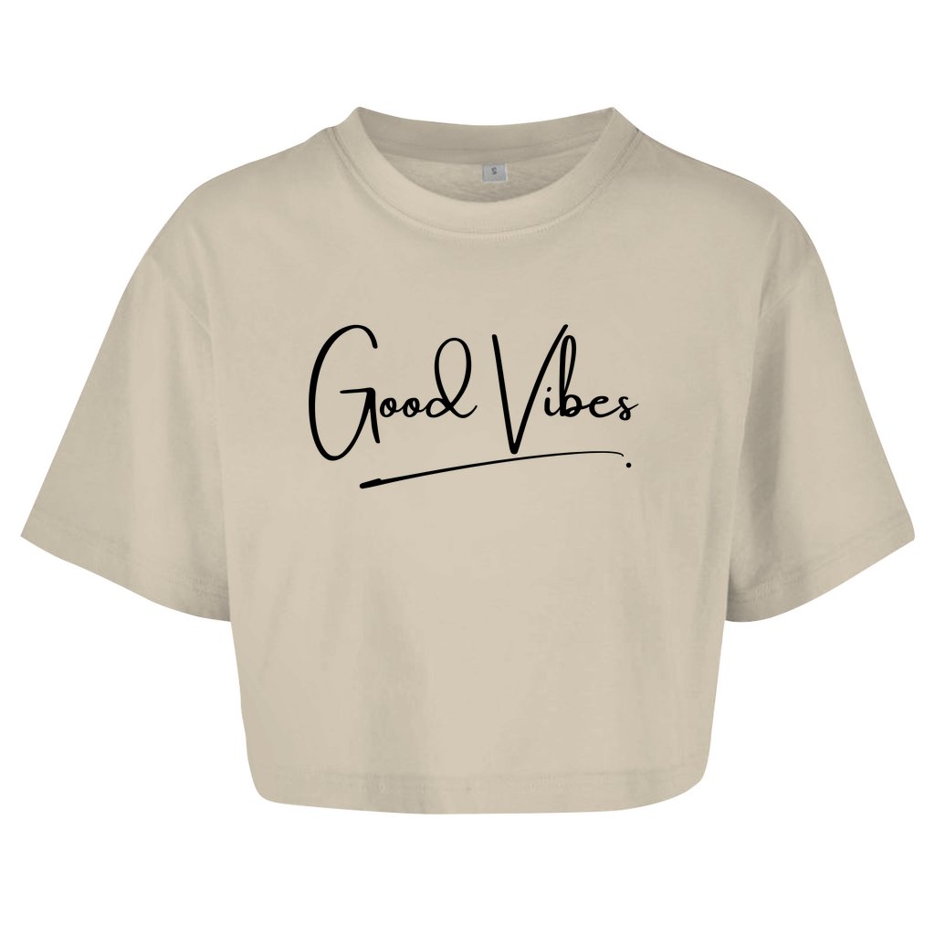 Damen Oversize Crop Top "Good Vibes" - Grafikmagie