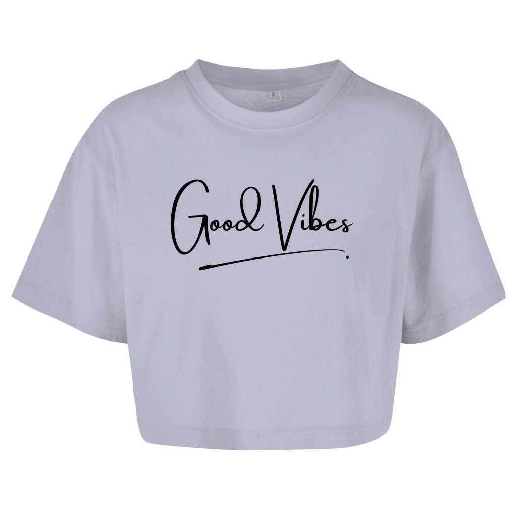 Damen Oversize Crop Top "Good Vibes" - Grafikmagie