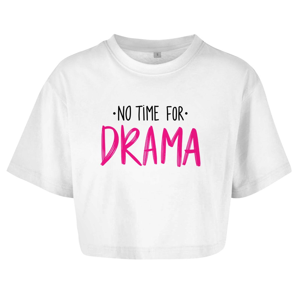 Damen Oversize Crop Top "No Time for Drama" - Grafikmagie