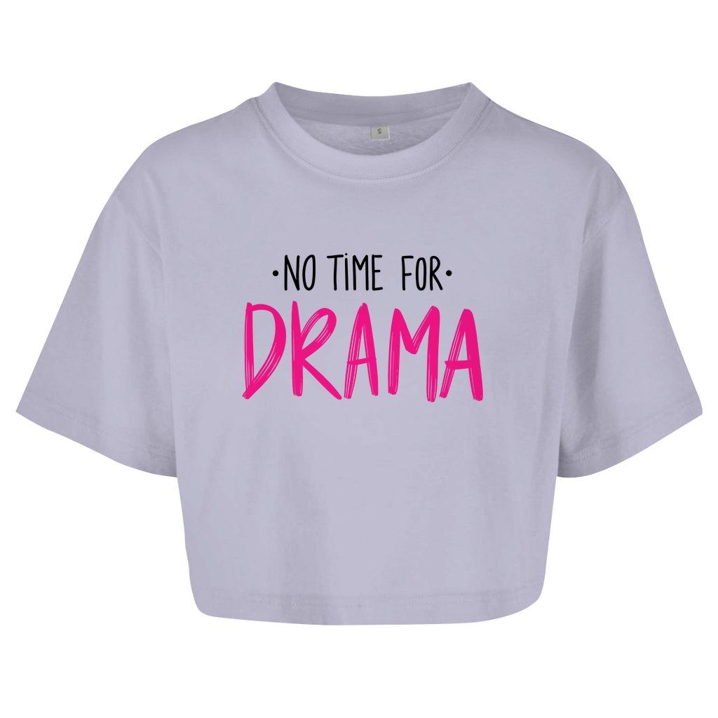 Damen Oversize Crop Top "No Time for Drama" - Grafikmagie
