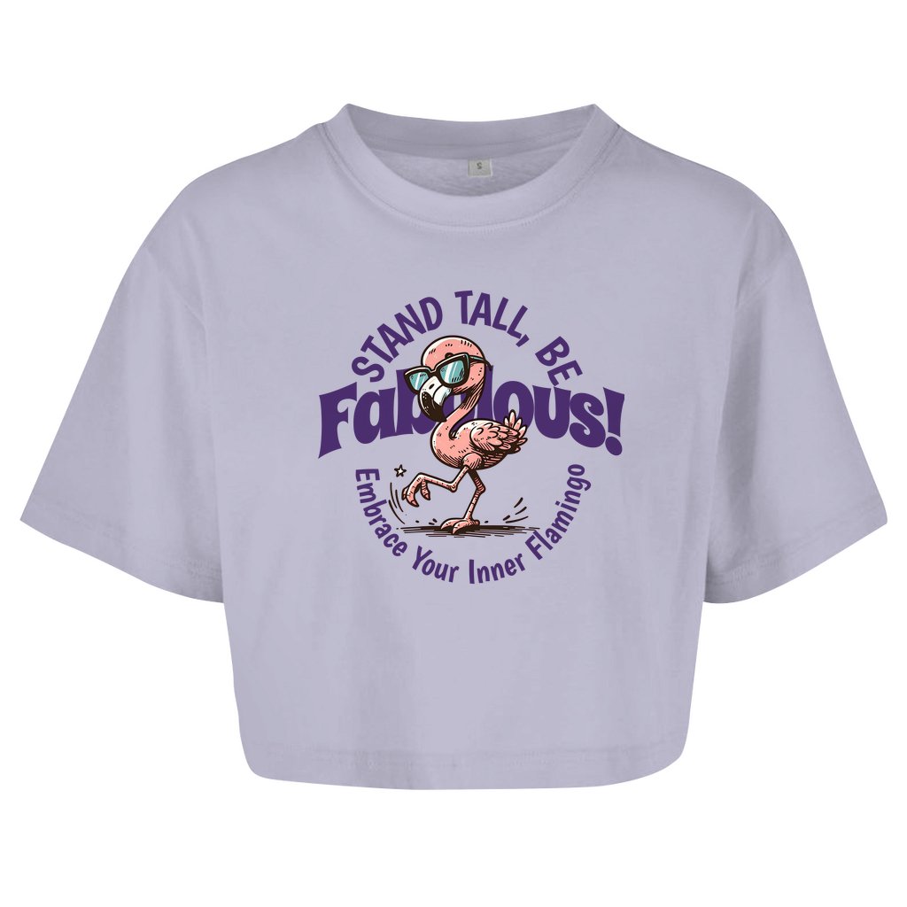 Damen Oversize Crop Top "Stand Tall, Be Fabulous" - Grafikmagie